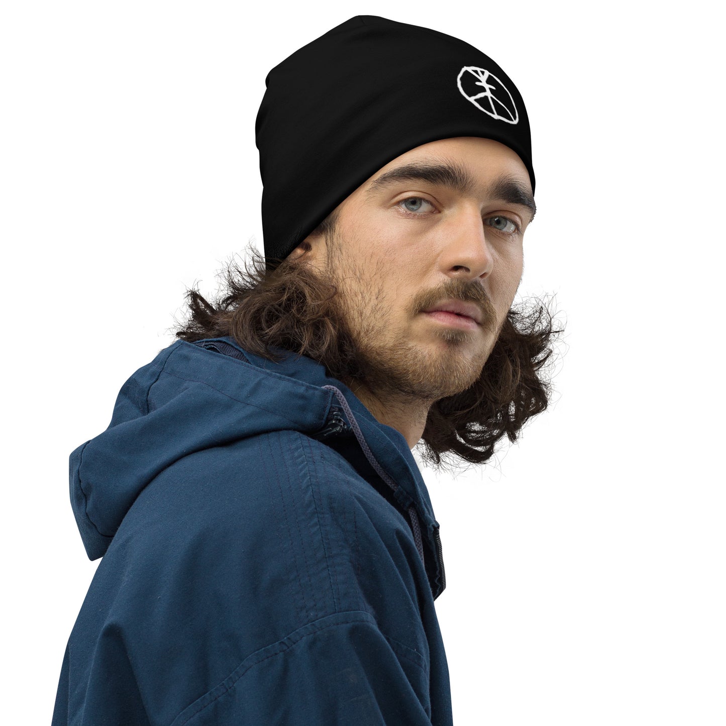 sUPeR Black All-Over Print Beanie