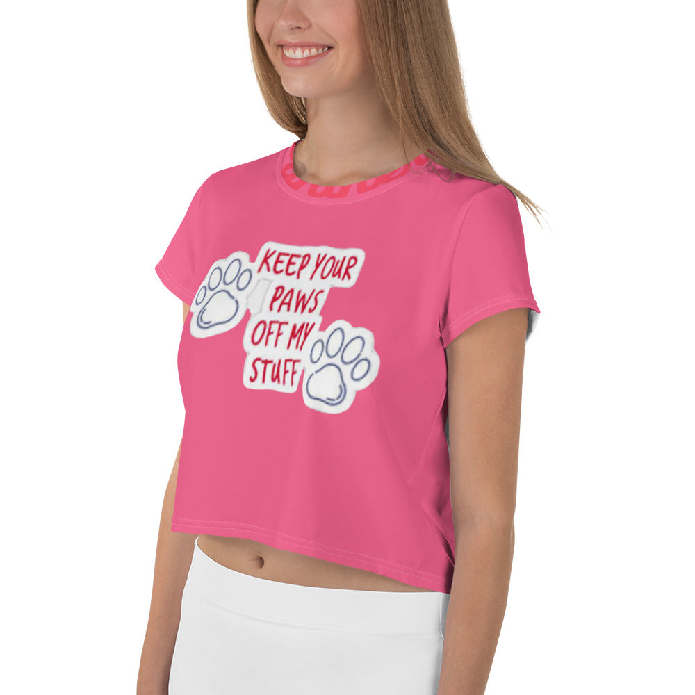 supa pink All-Over Print Crop Tee