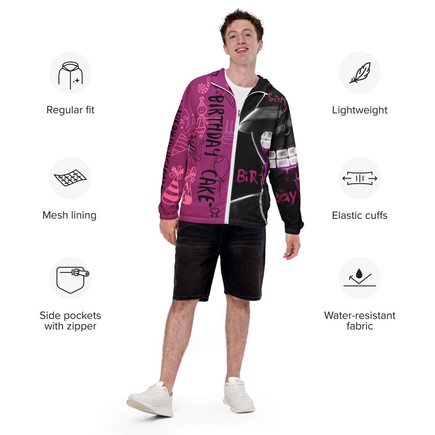 SuPeRKiDViCiouZ BIRTHDAY CAKE Men’s windbreaker