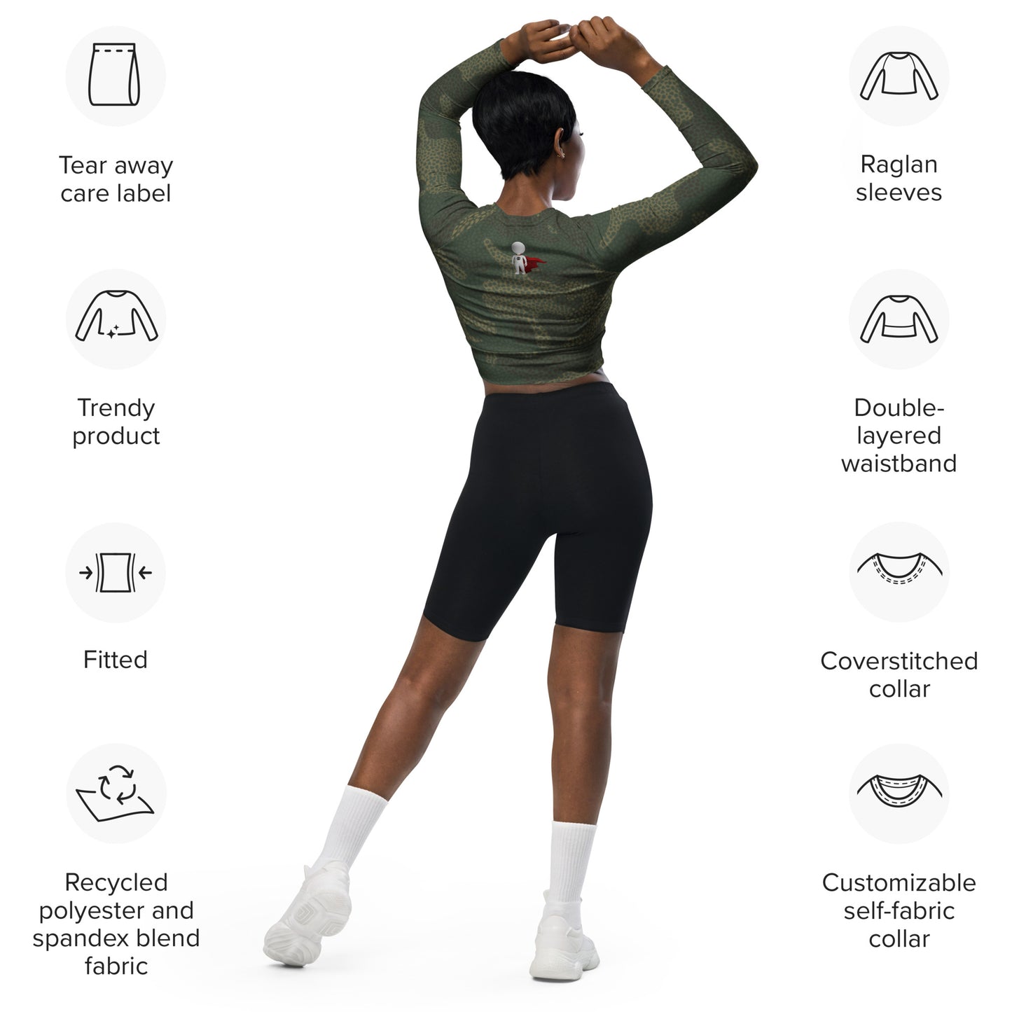 SUPA CAMOUFLAGE Recycled long-sleeve crop top