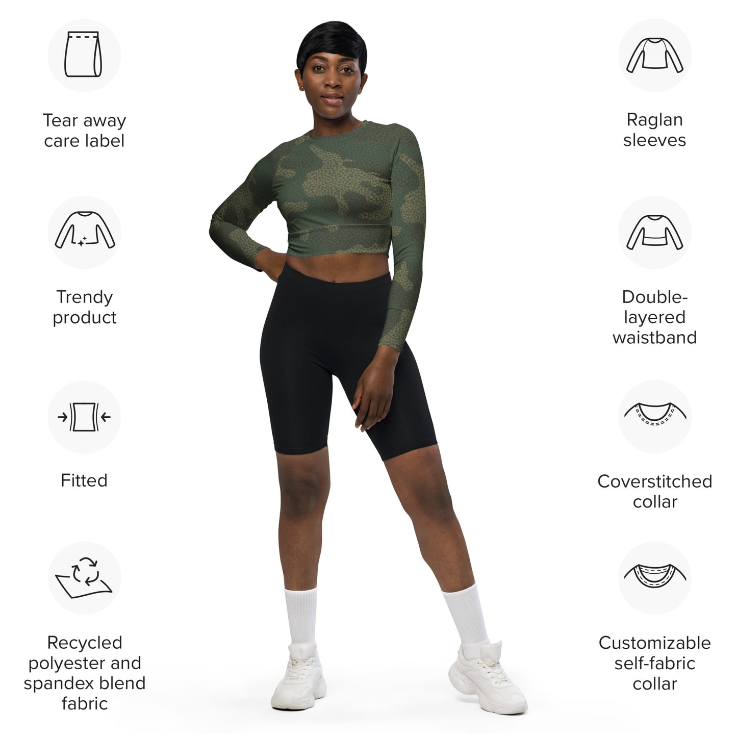 SUPA CAMOUFLAGE Recycled long-sleeve crop top