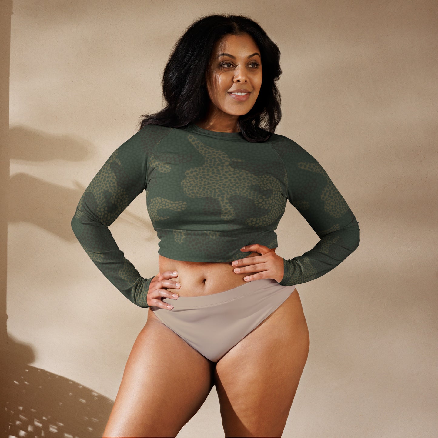 SUPA CAMOUFLAGE Recycled long-sleeve crop top