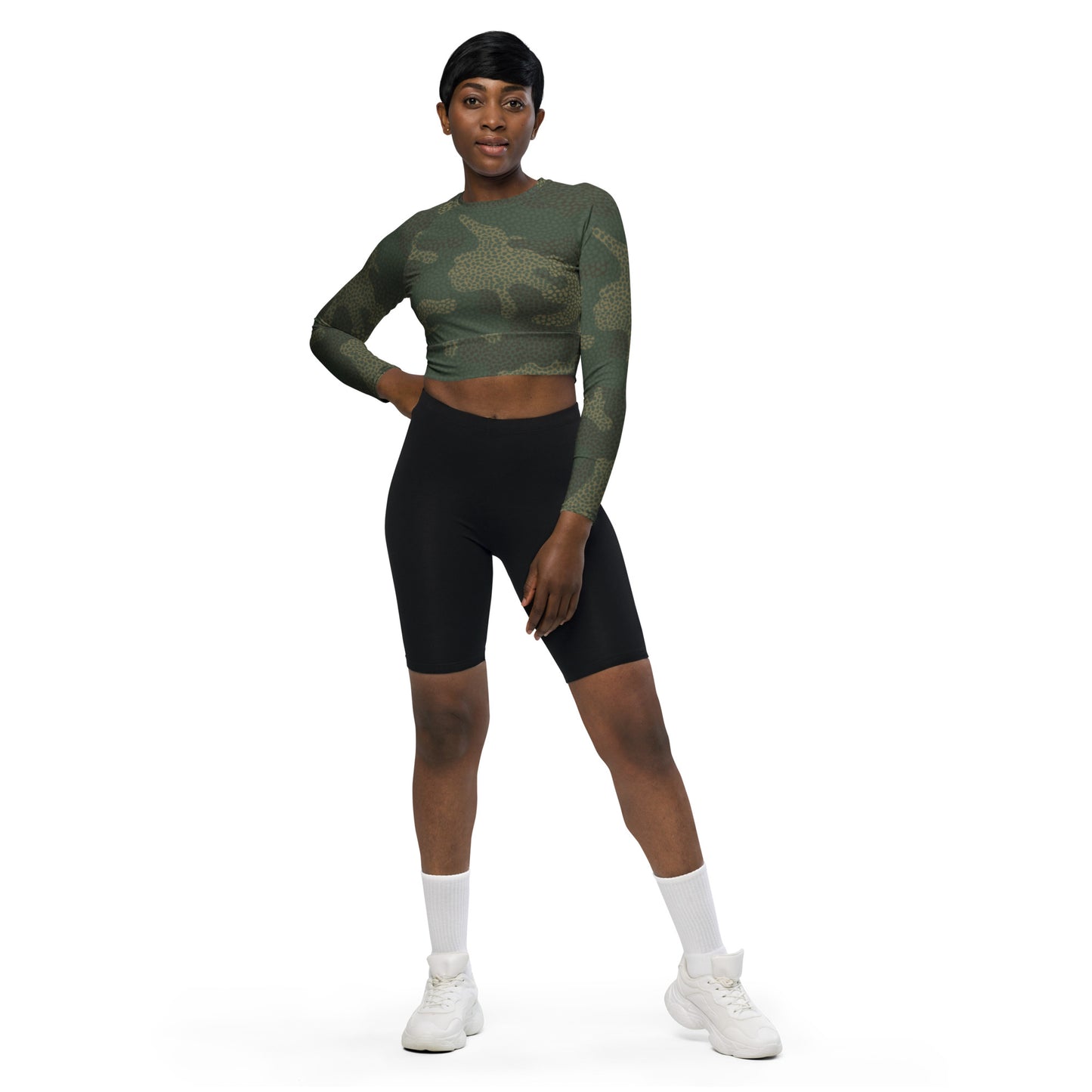 SUPA CAMOUFLAGE Recycled long-sleeve crop top