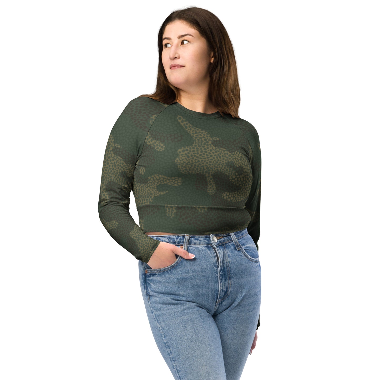 SUPA CAMOUFLAGE Recycled long-sleeve crop top
