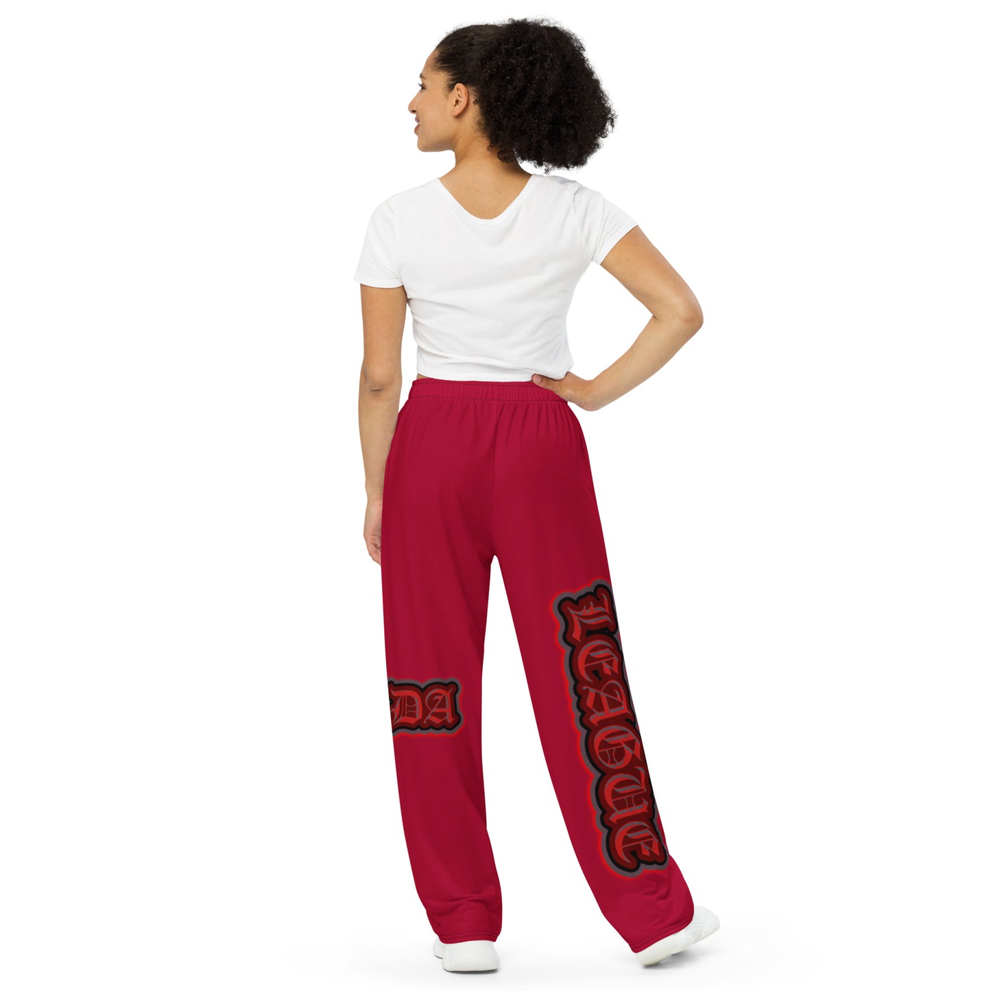 da league red-----ALL-over print unisex wide-leg pants