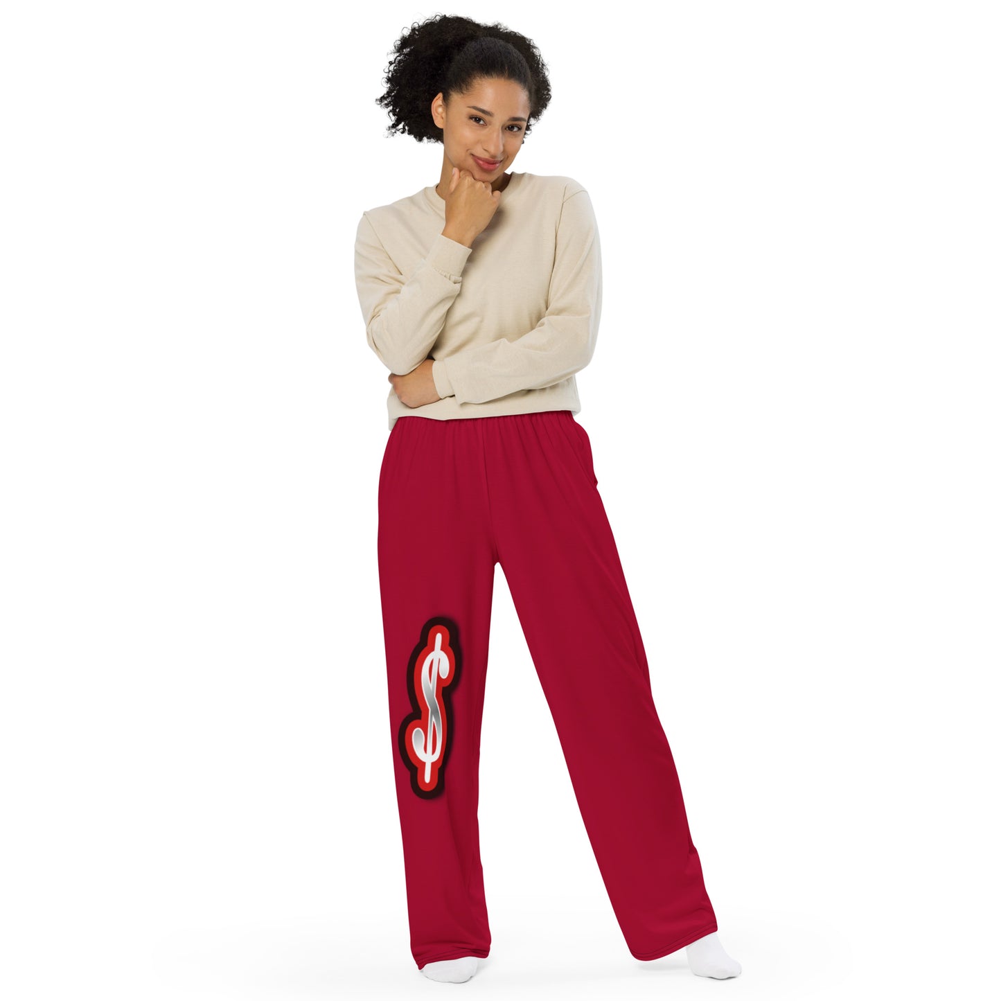 da league red-----ALL-over print unisex wide-leg pants