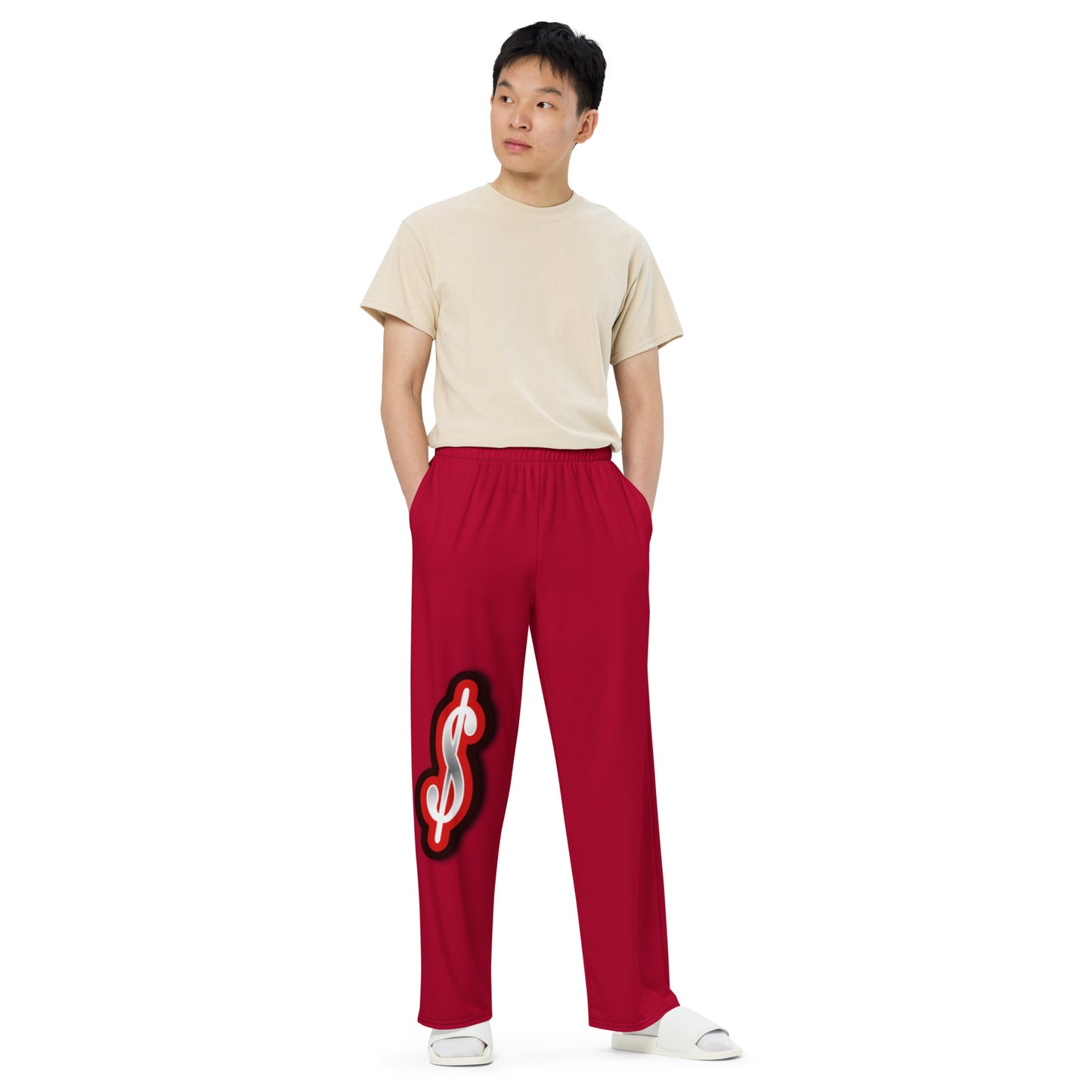 da league red-----ALL-over print unisex wide-leg pants