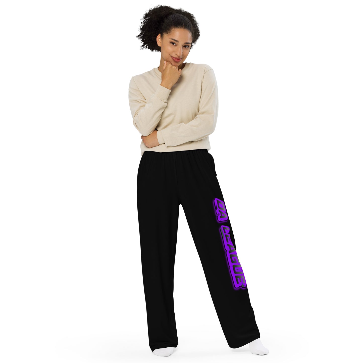 da league PURPLE--==ALL--over print unisex wide-leg pants