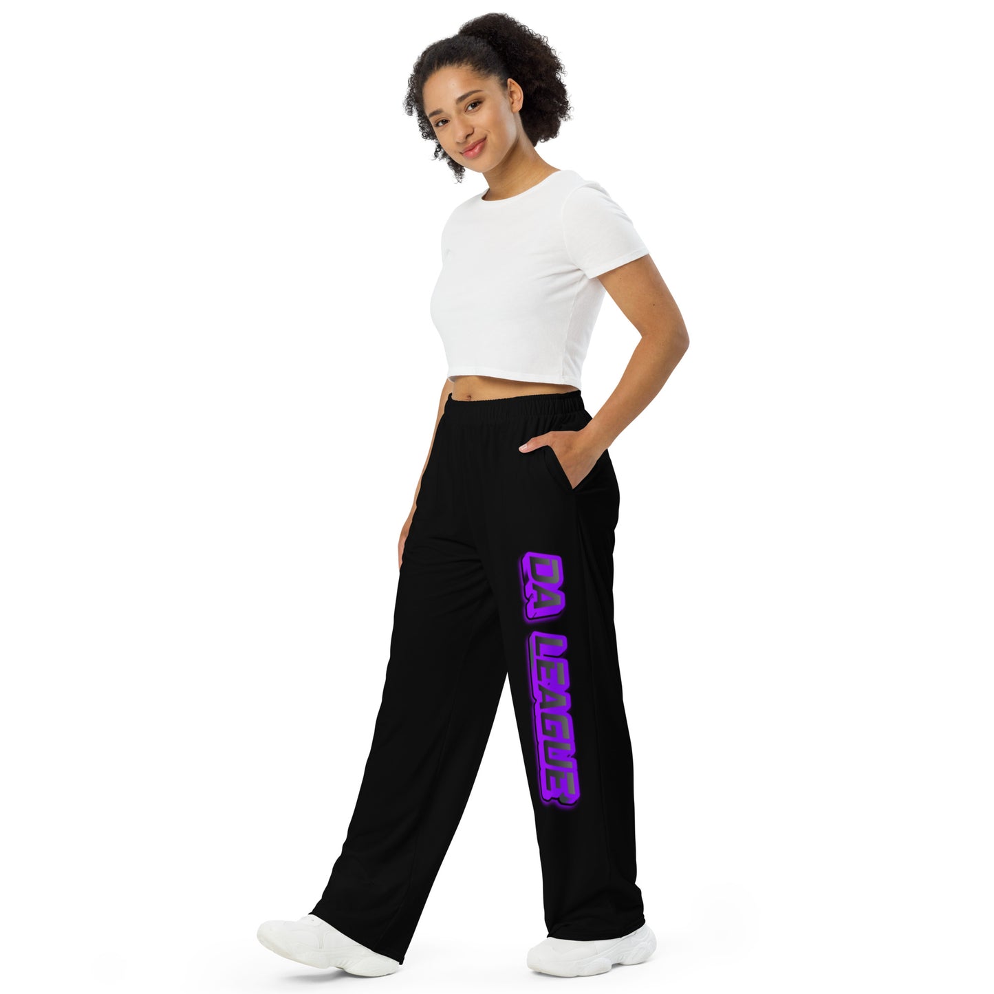 da league PURPLE--==ALL--over print unisex wide-leg pants
