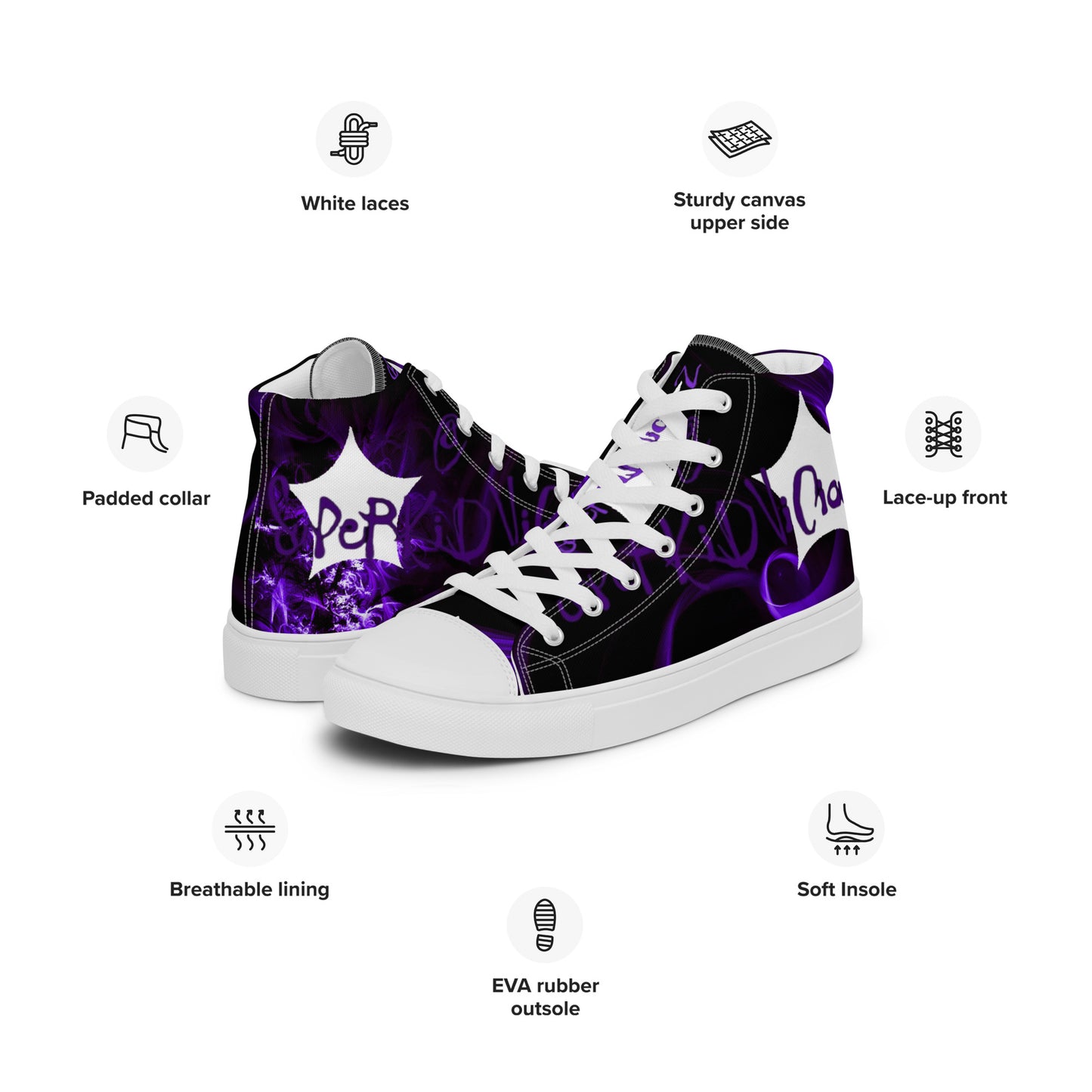 SuPeR PUrplE Men’s high top canvas shoes