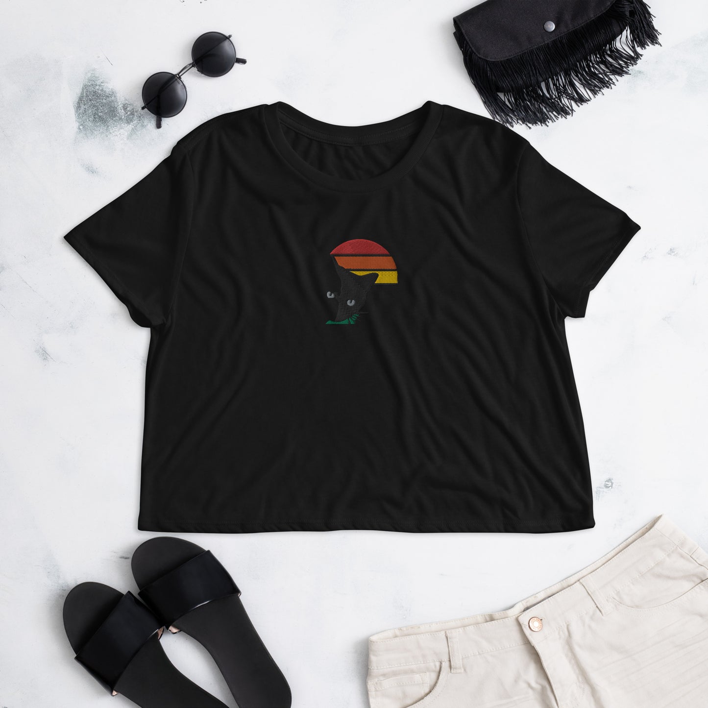 SuPeR cat Crop Tee
