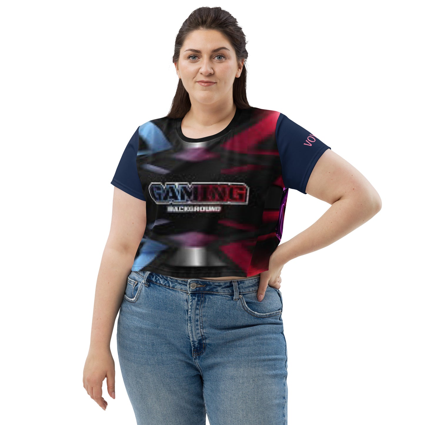 VOYEA GAMER GIRL All-Over Print Crop Tee