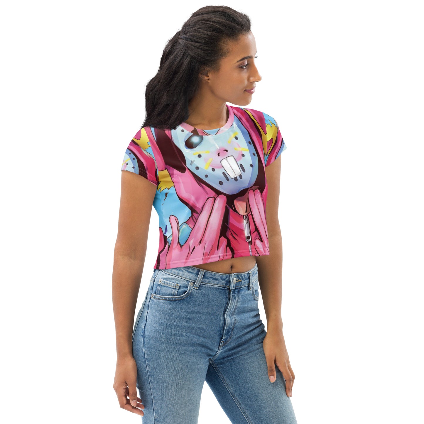 SUPA PINK FN All-Over Print Crop Tee