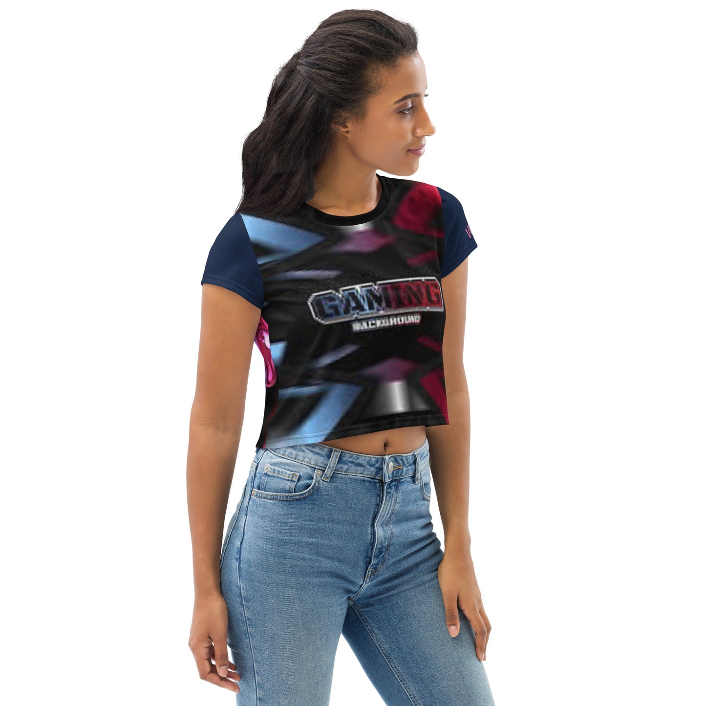 VOYEA GAMER GIRL All-Over Print Crop Tee