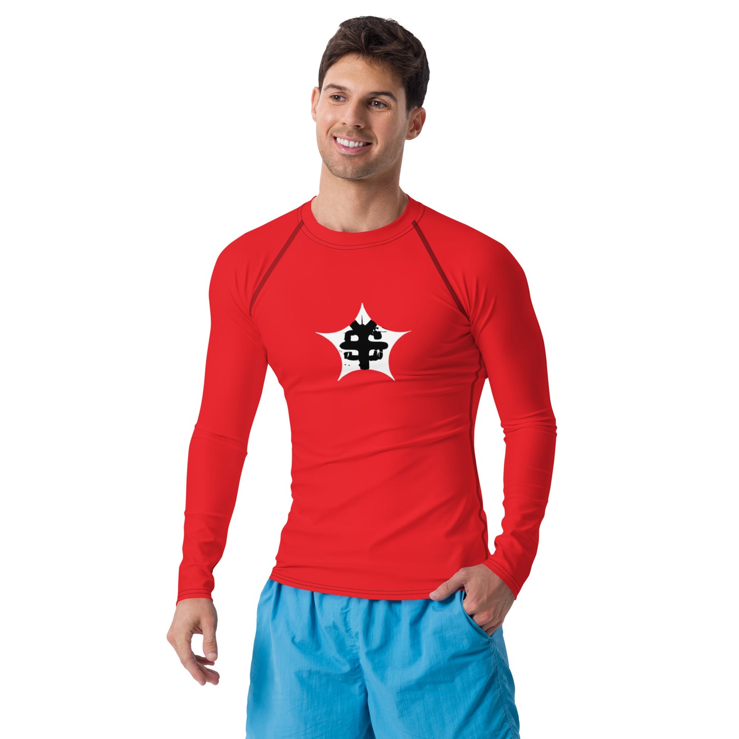 super Logo red Men's Rash Guard
