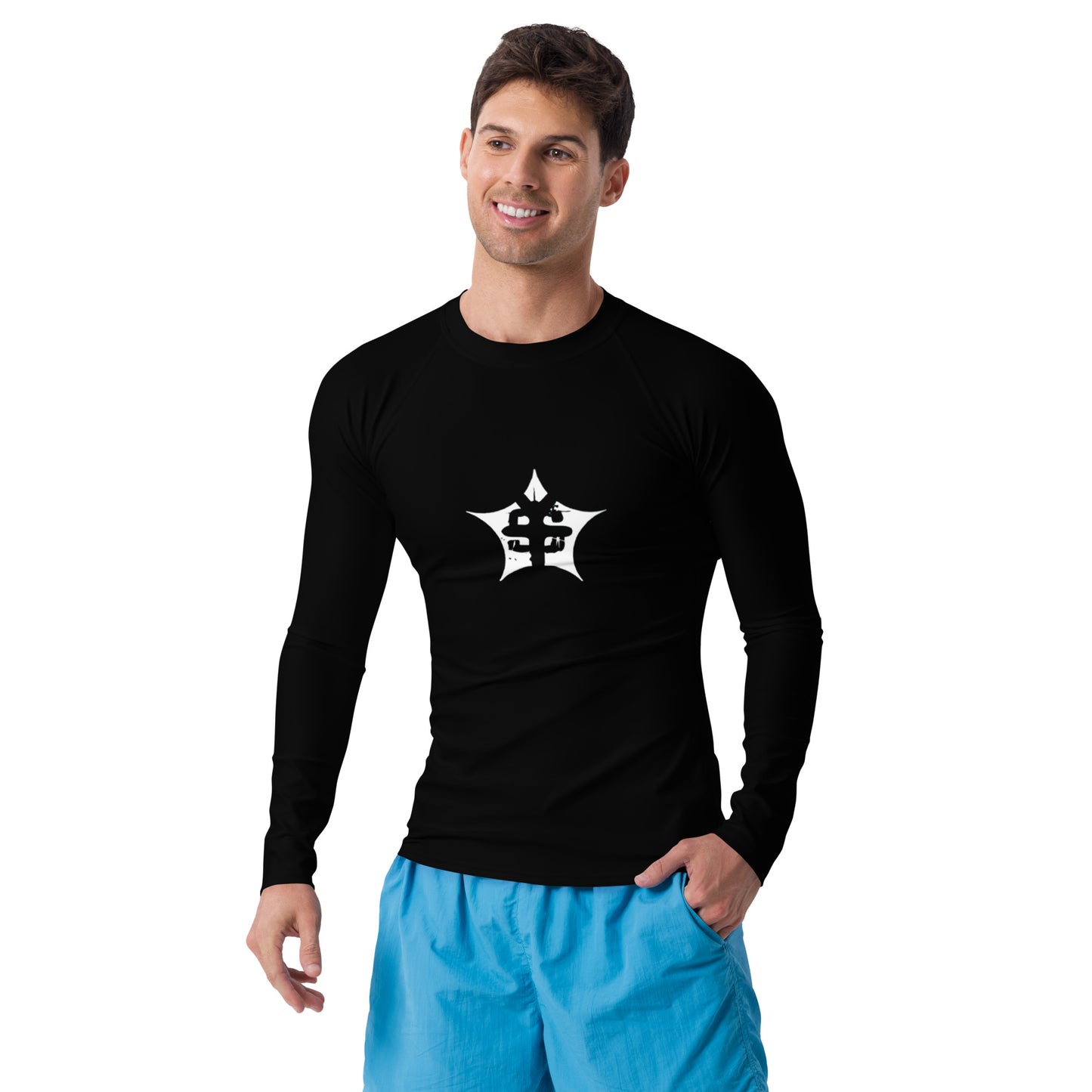 super logo black Men's Rash Guard