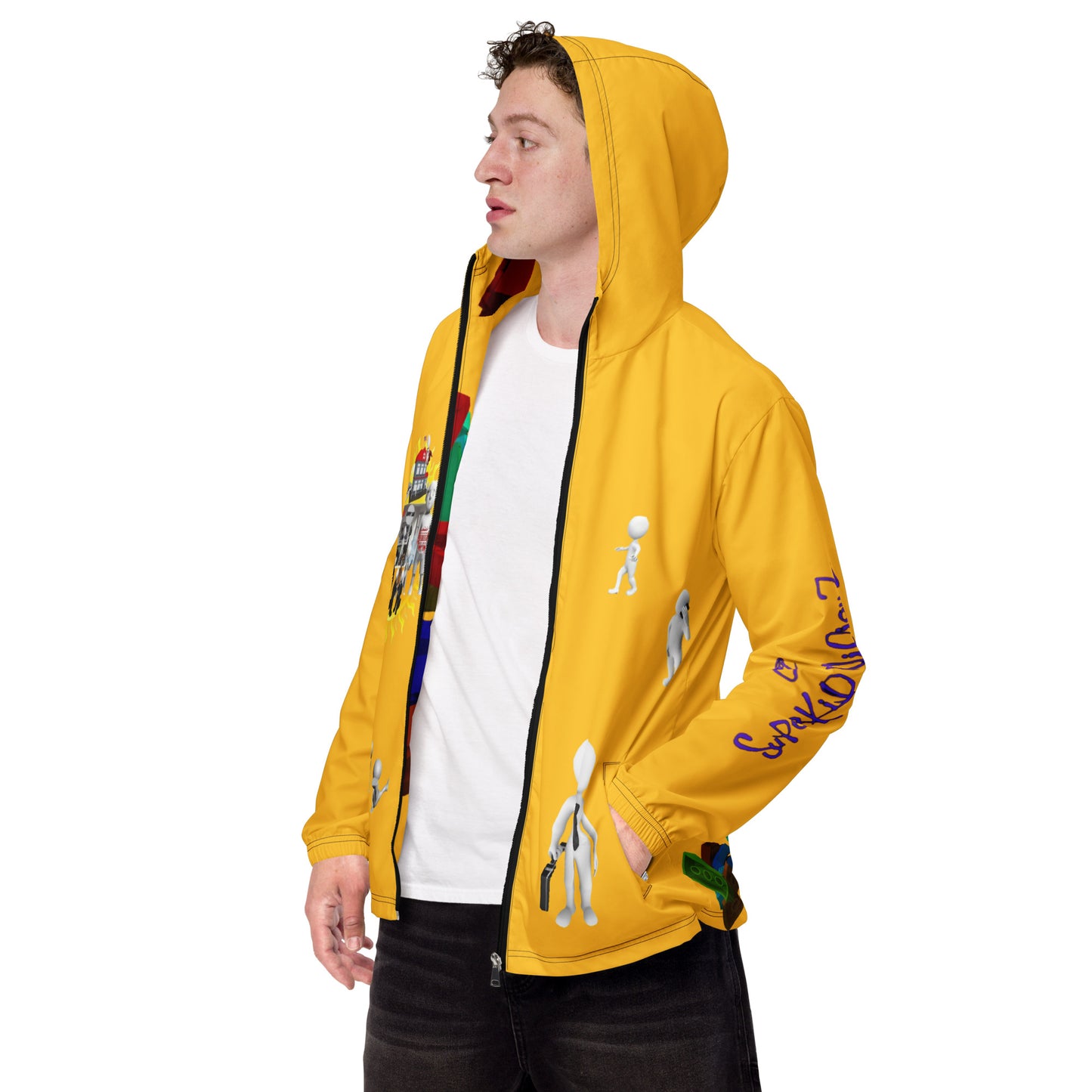 sUPer yEllow lEgo Men’s windbreaker