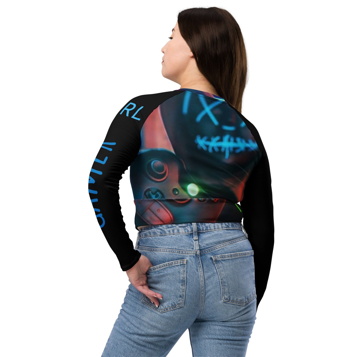 GIRL GAMER Recycled long-sleeve crop top