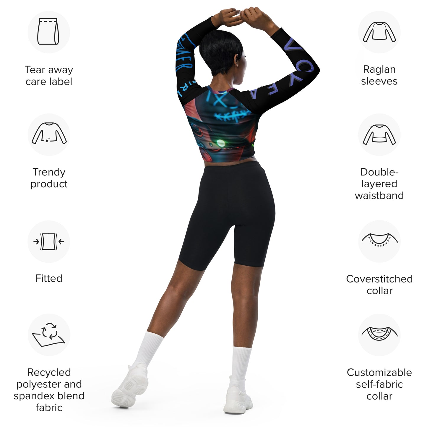 GIRL GAMER Recycled long-sleeve crop top