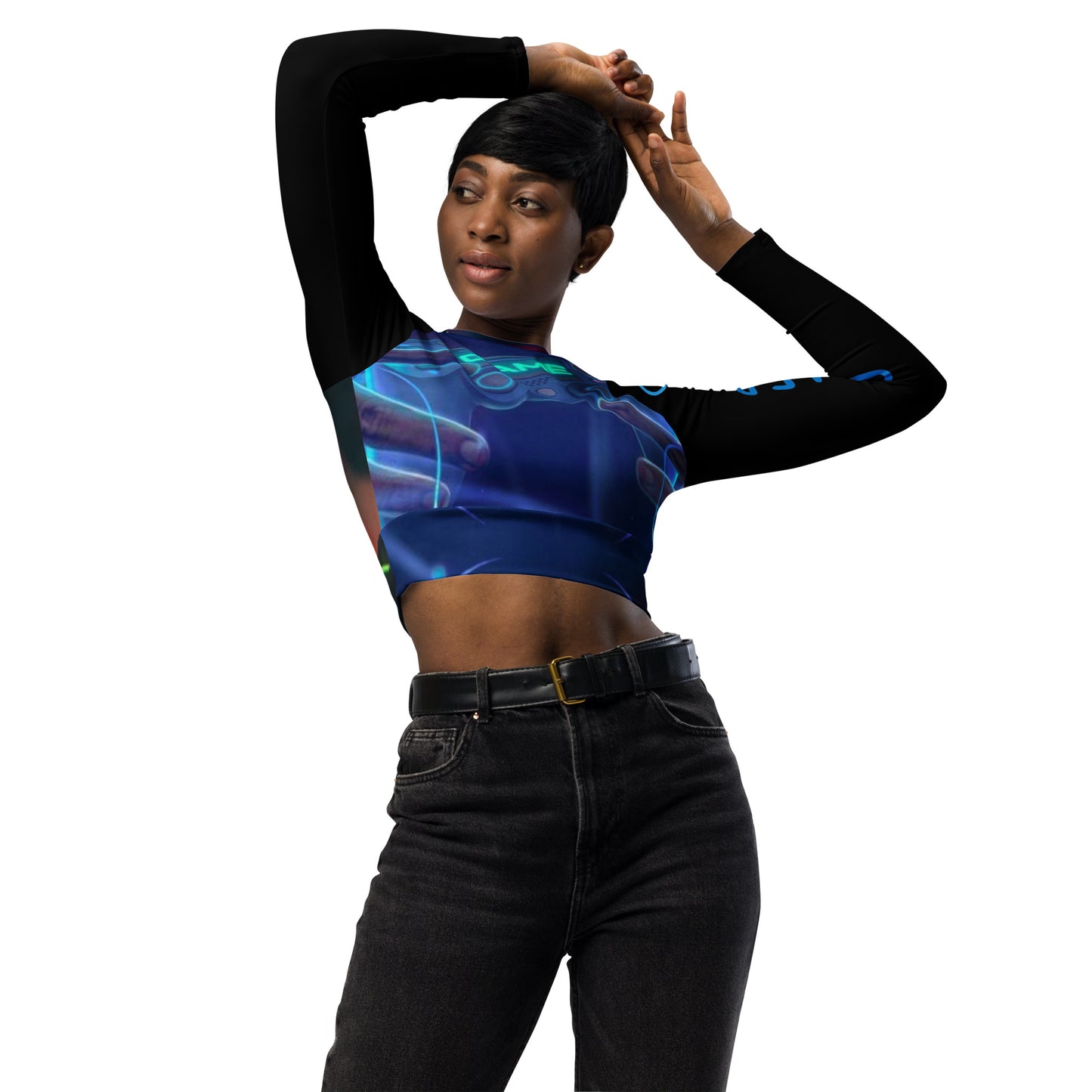 GIRL GAMER Recycled long-sleeve crop top