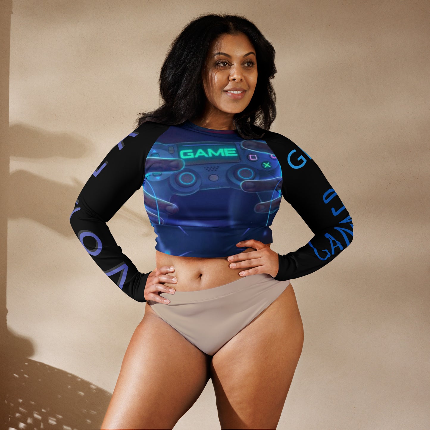 GIRL GAMER Recycled long-sleeve crop top