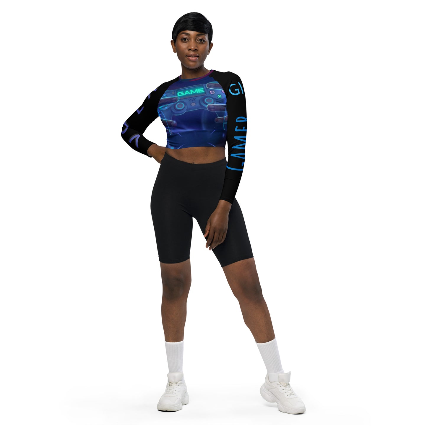GIRL GAMER Recycled long-sleeve crop top