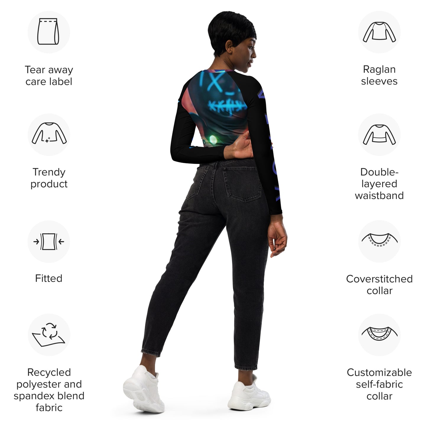 GIRL GAMER Recycled long-sleeve crop top