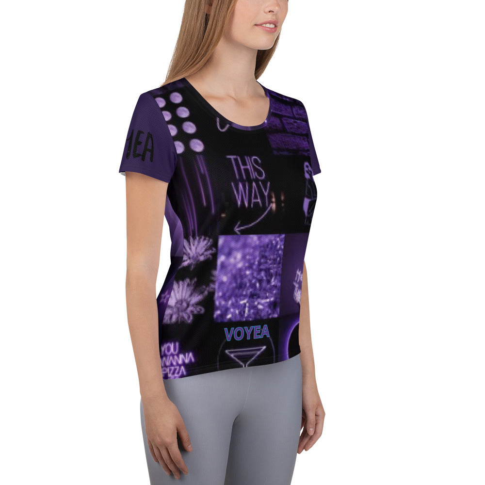 VOYEA All-Over Print Women's Athletic T-shirt