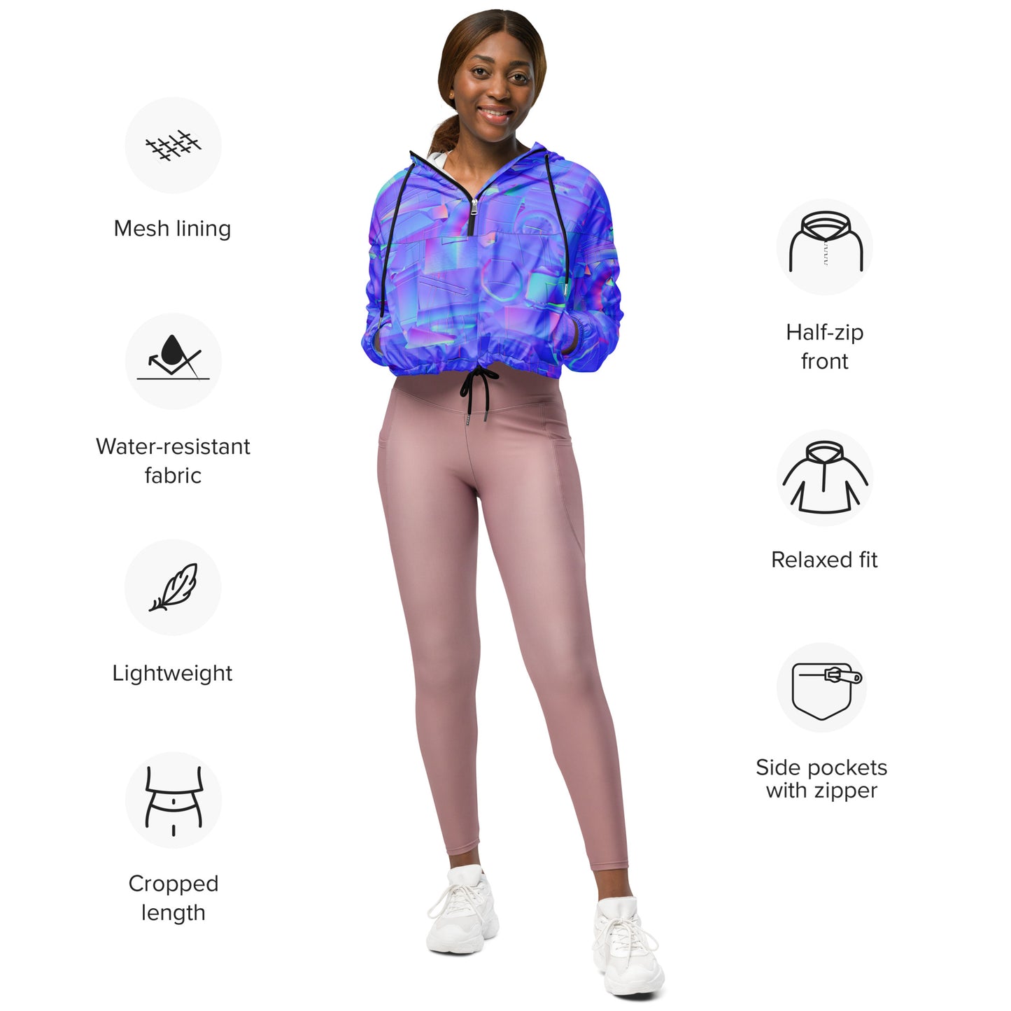 super neon purple Women’s cropped windbreaker