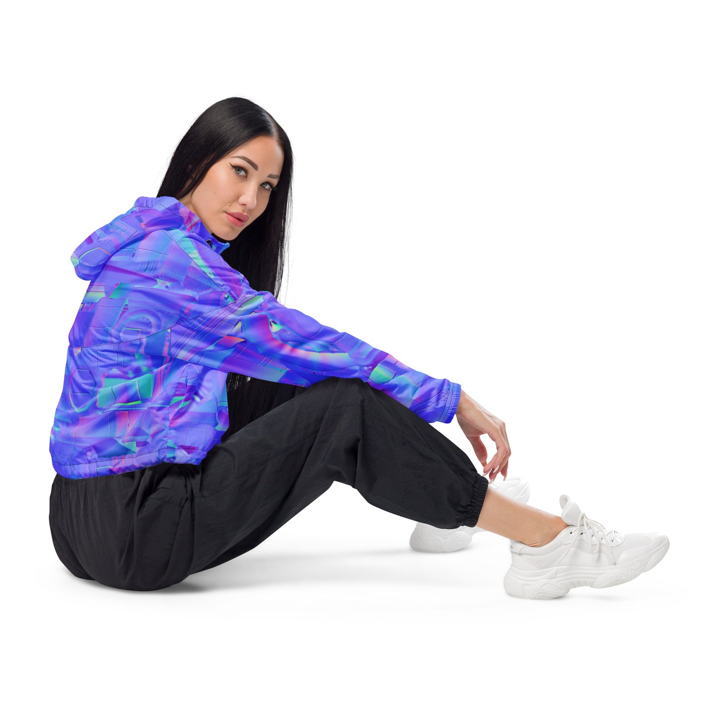super neon purple Women’s cropped windbreaker