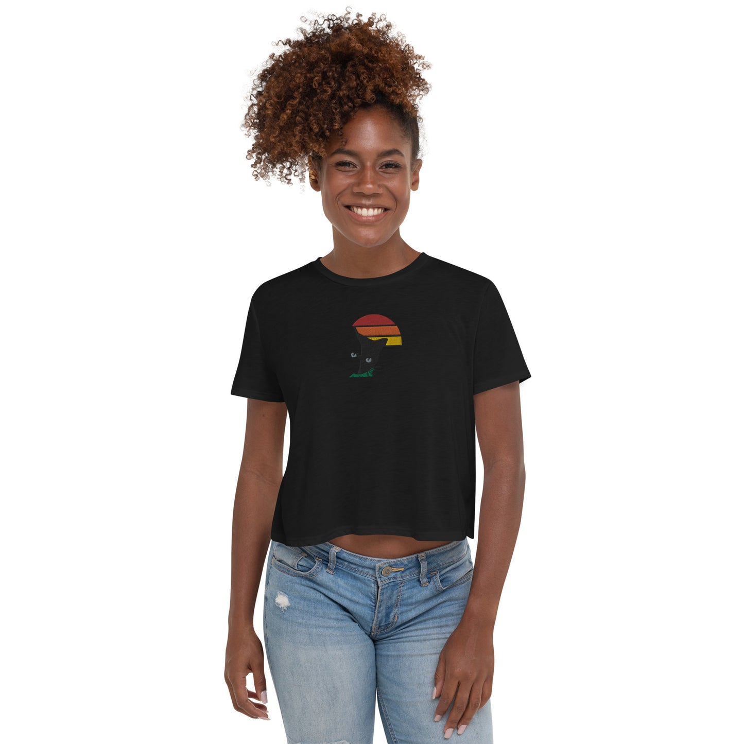 SuPeR cat Crop Tee