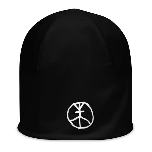 sUPeR Black All-Over Print Beanie