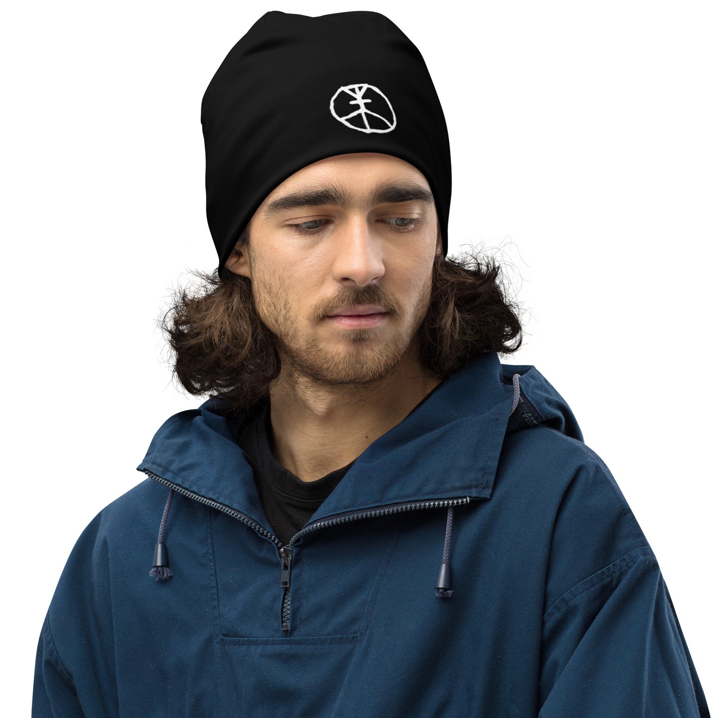 sUPeR Black All-Over Print Beanie