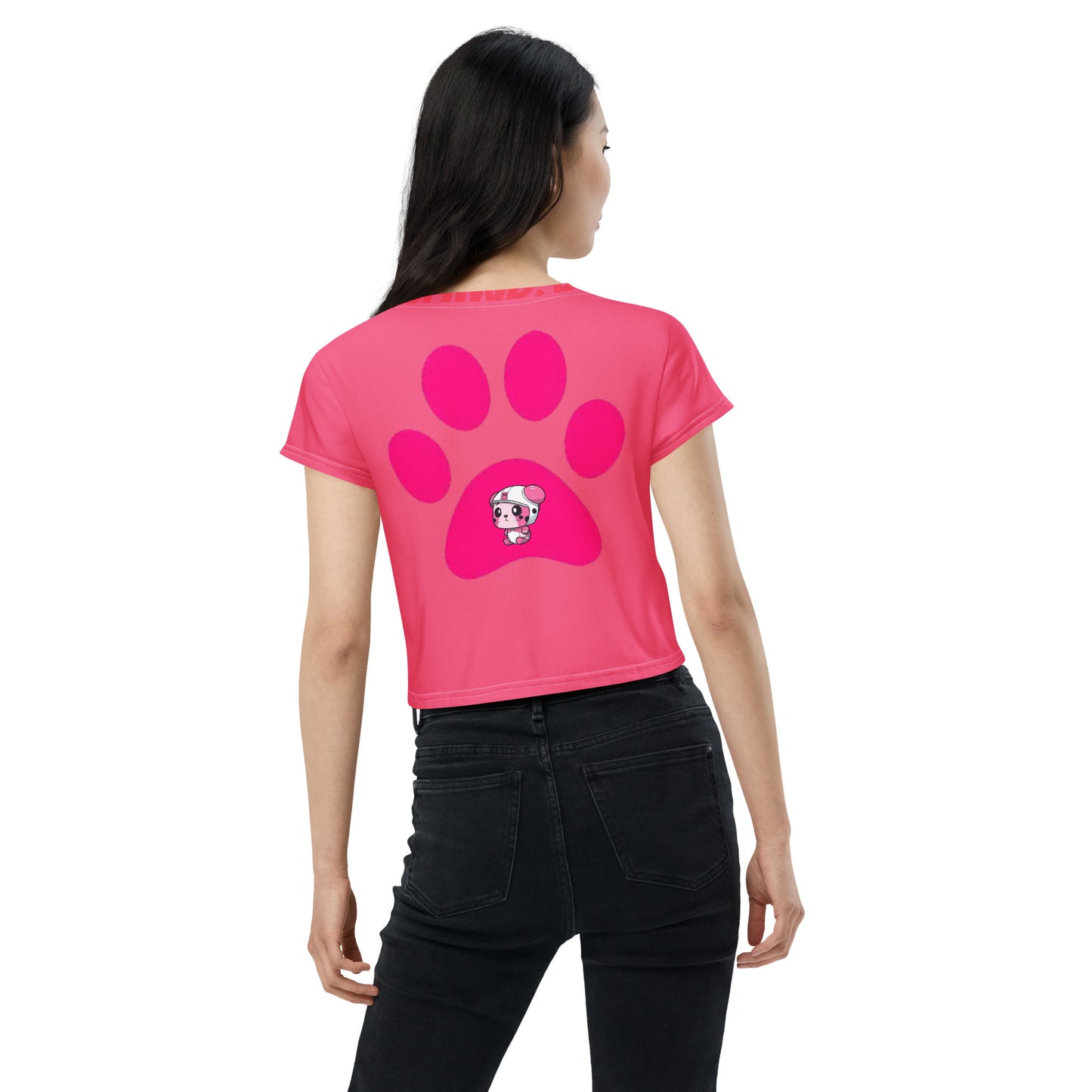 supa pink All-Over Print Crop Tee