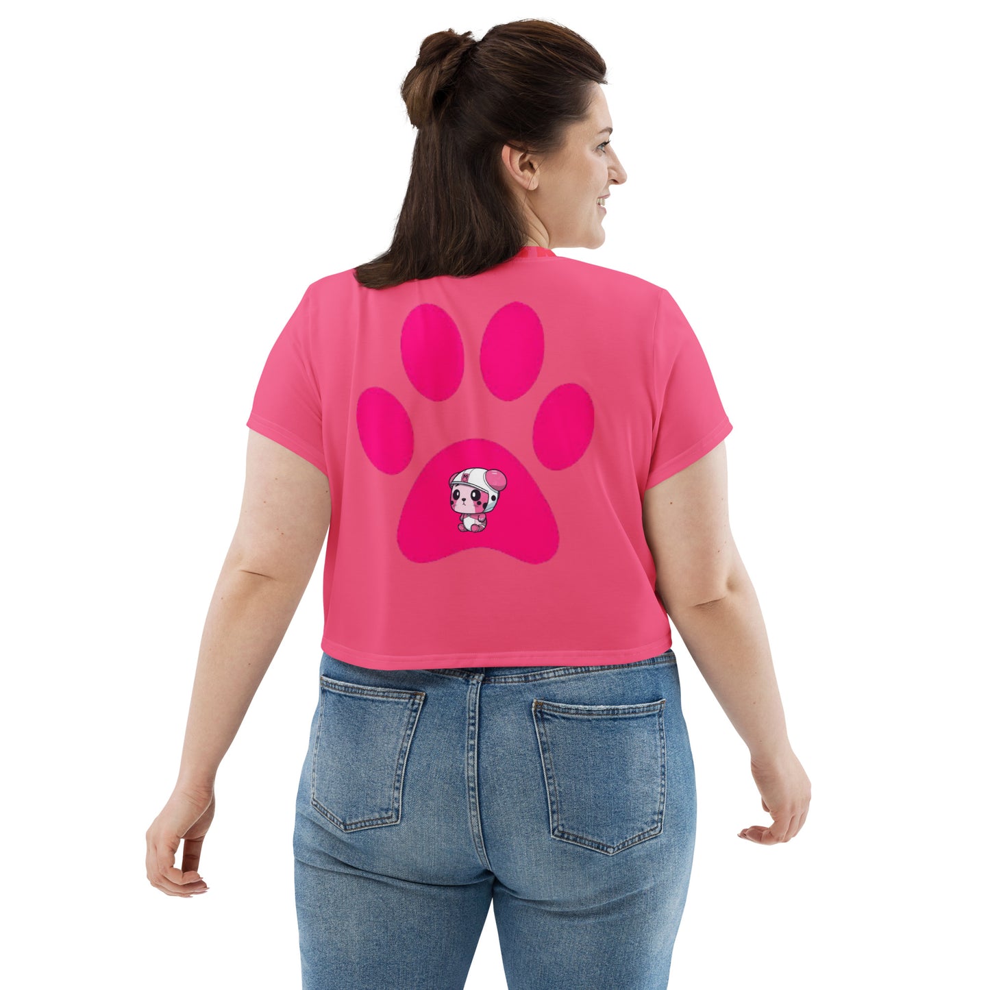 supa pink All-Over Print Crop Tee