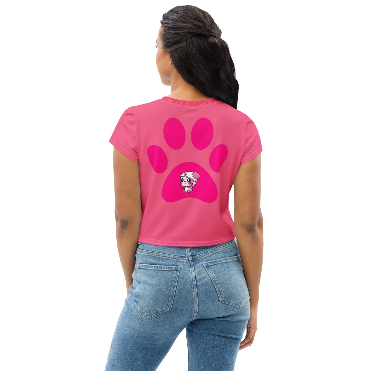supa pink All-Over Print Crop Tee