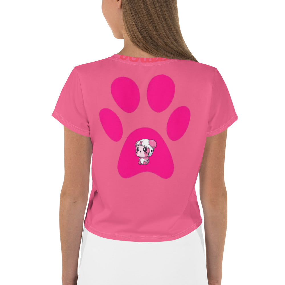 supa pink All-Over Print Crop Tee
