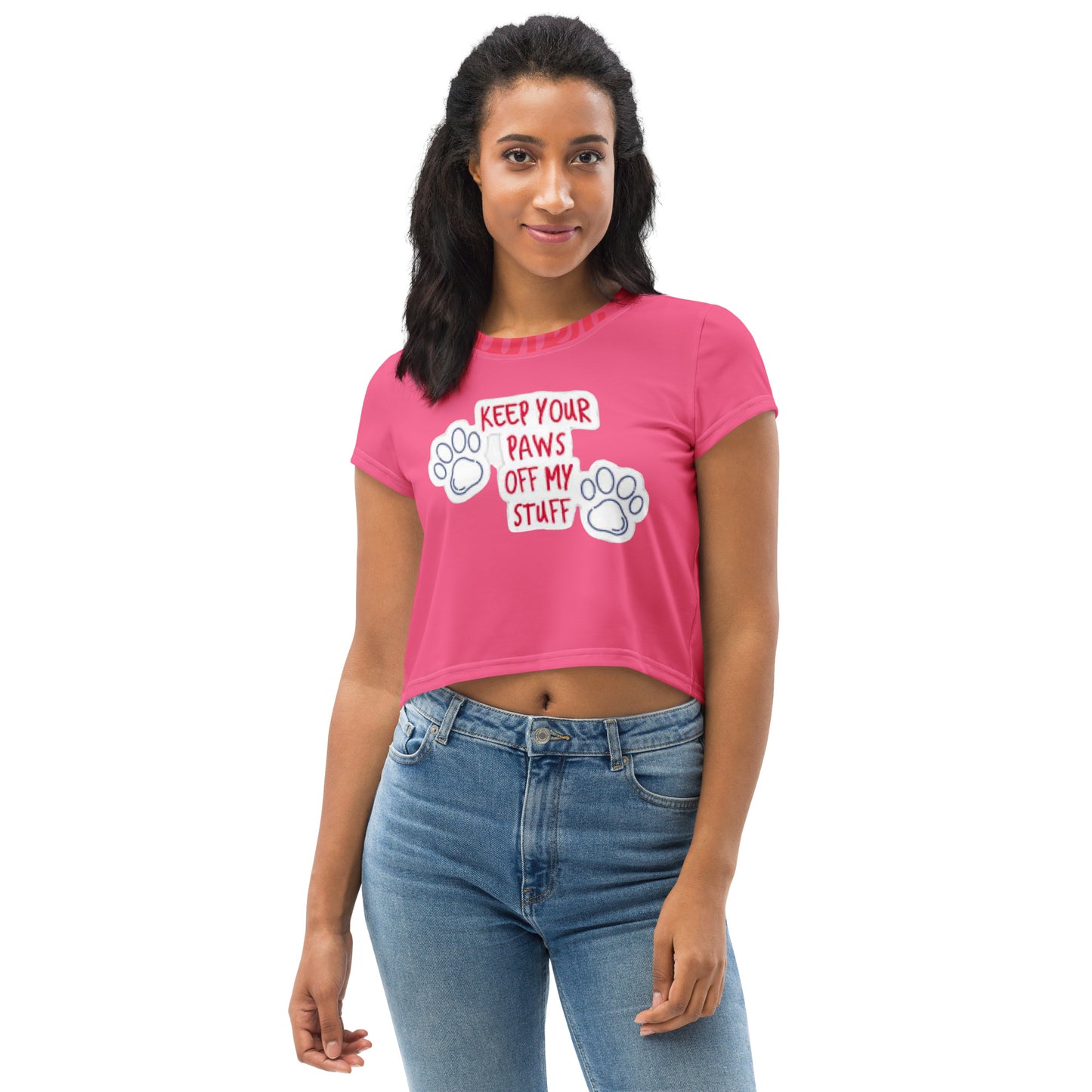 supa pink All-Over Print Crop Tee