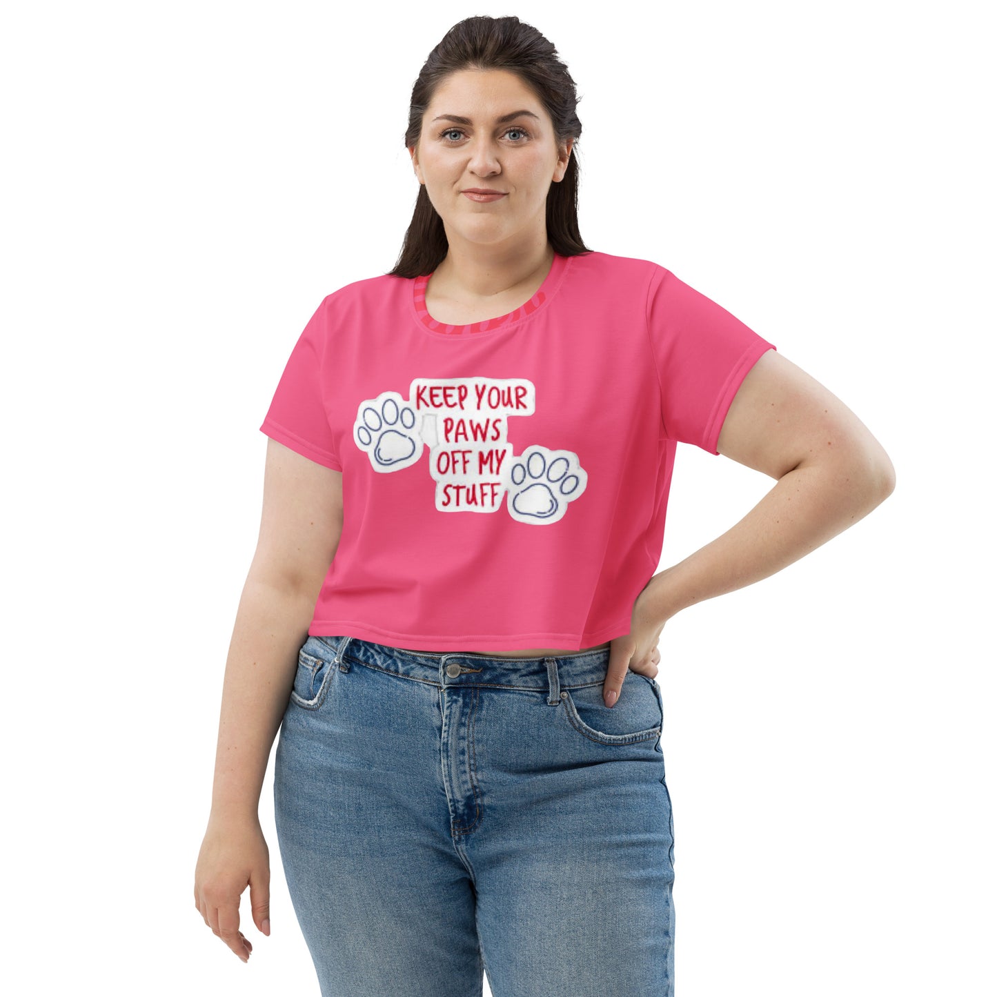 supa pink All-Over Print Crop Tee