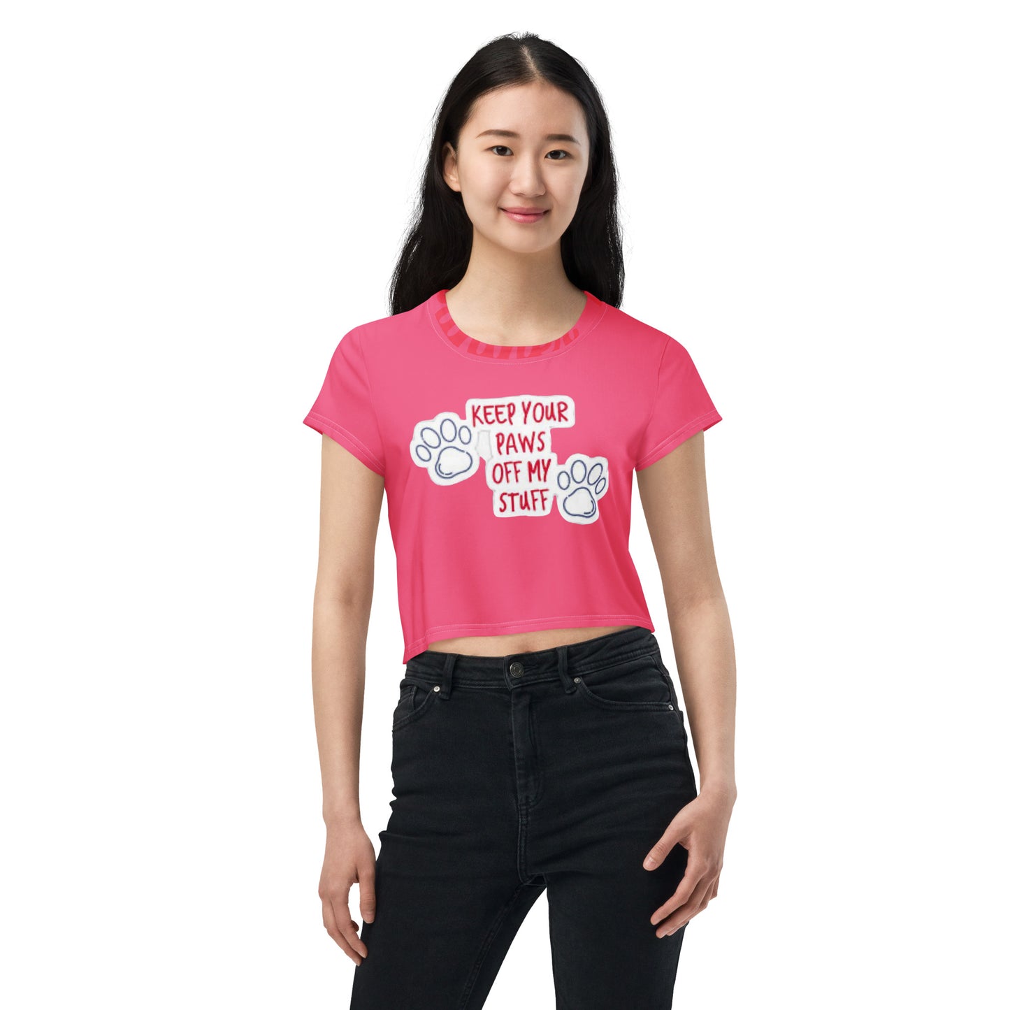 supa pink All-Over Print Crop Tee