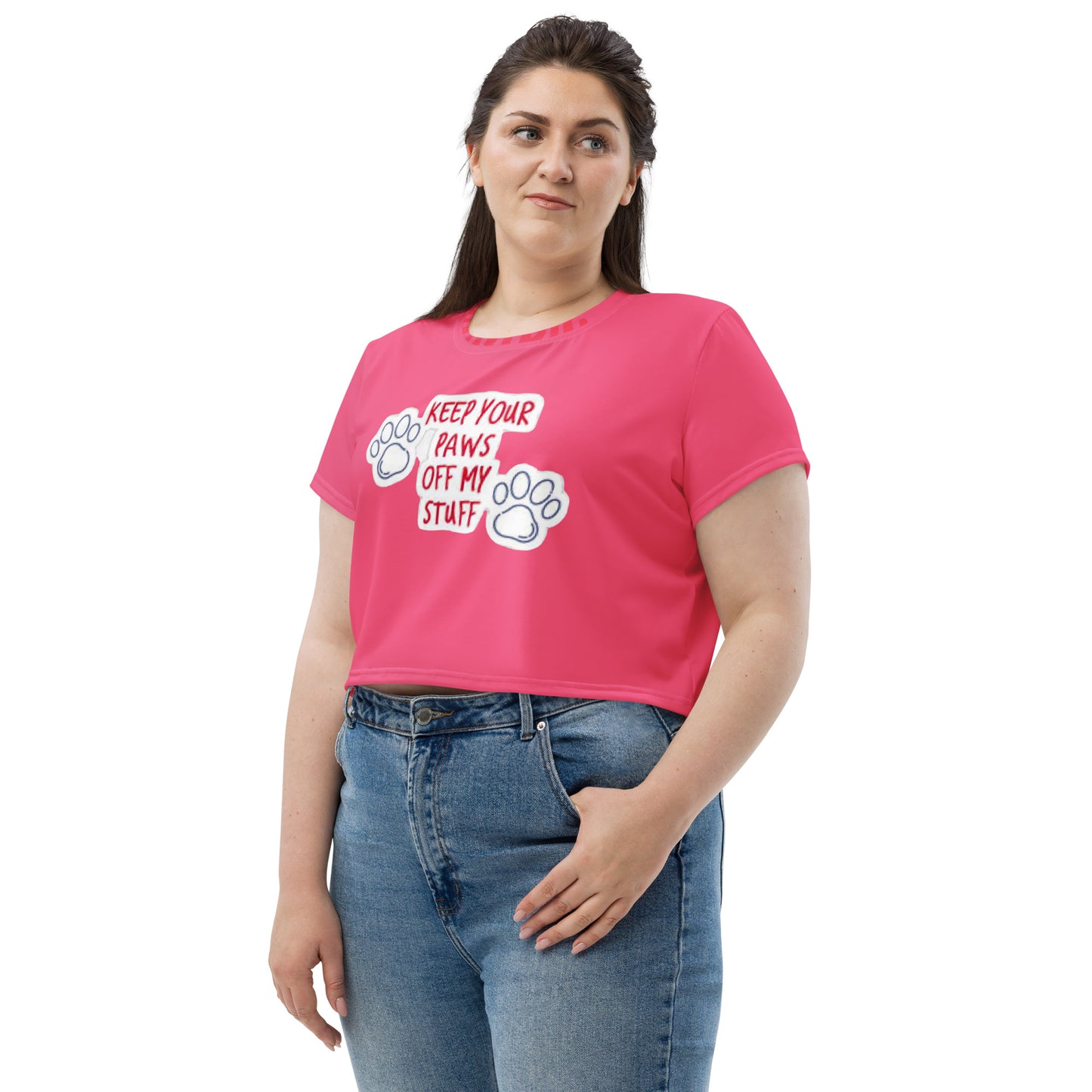 supa pink All-Over Print Crop Tee