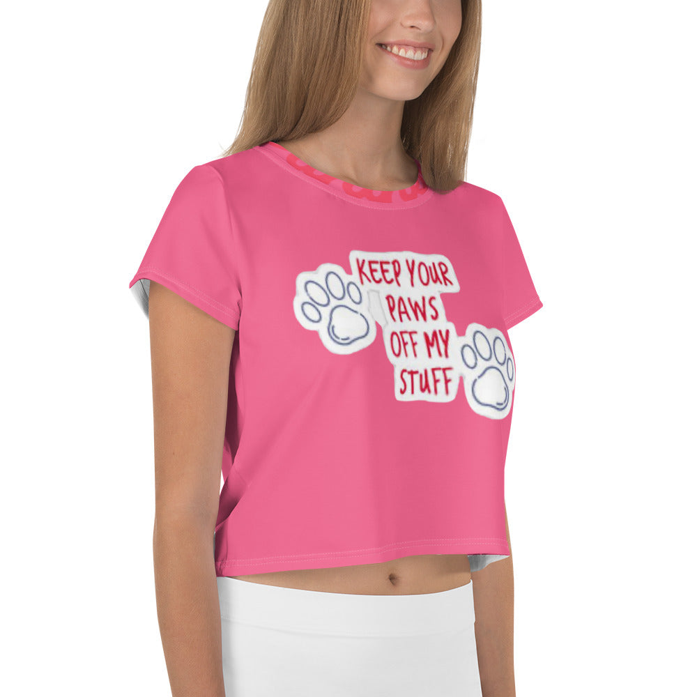 supa pink All-Over Print Crop Tee