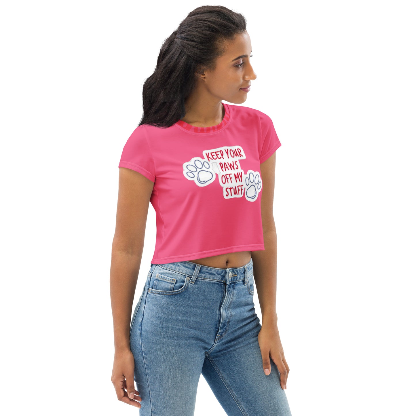 supa pink All-Over Print Crop Tee