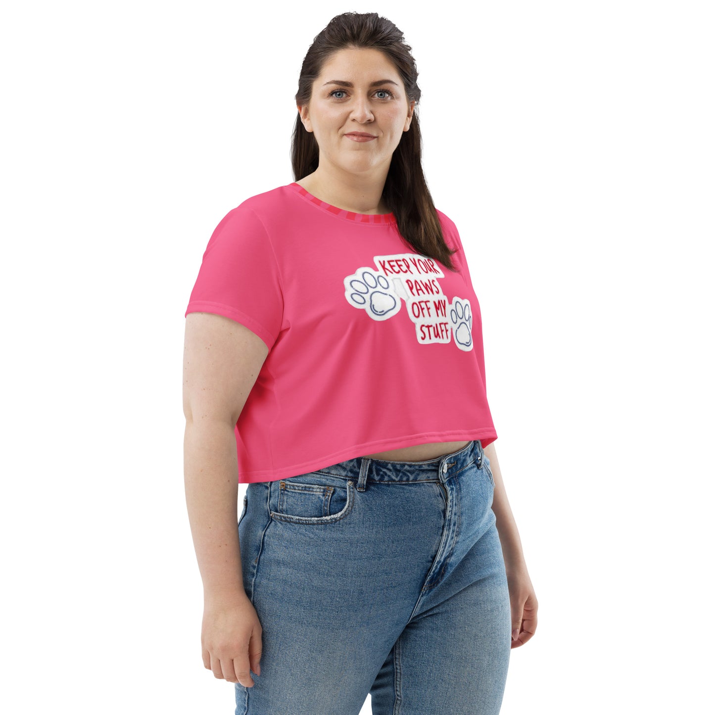 supa pink All-Over Print Crop Tee