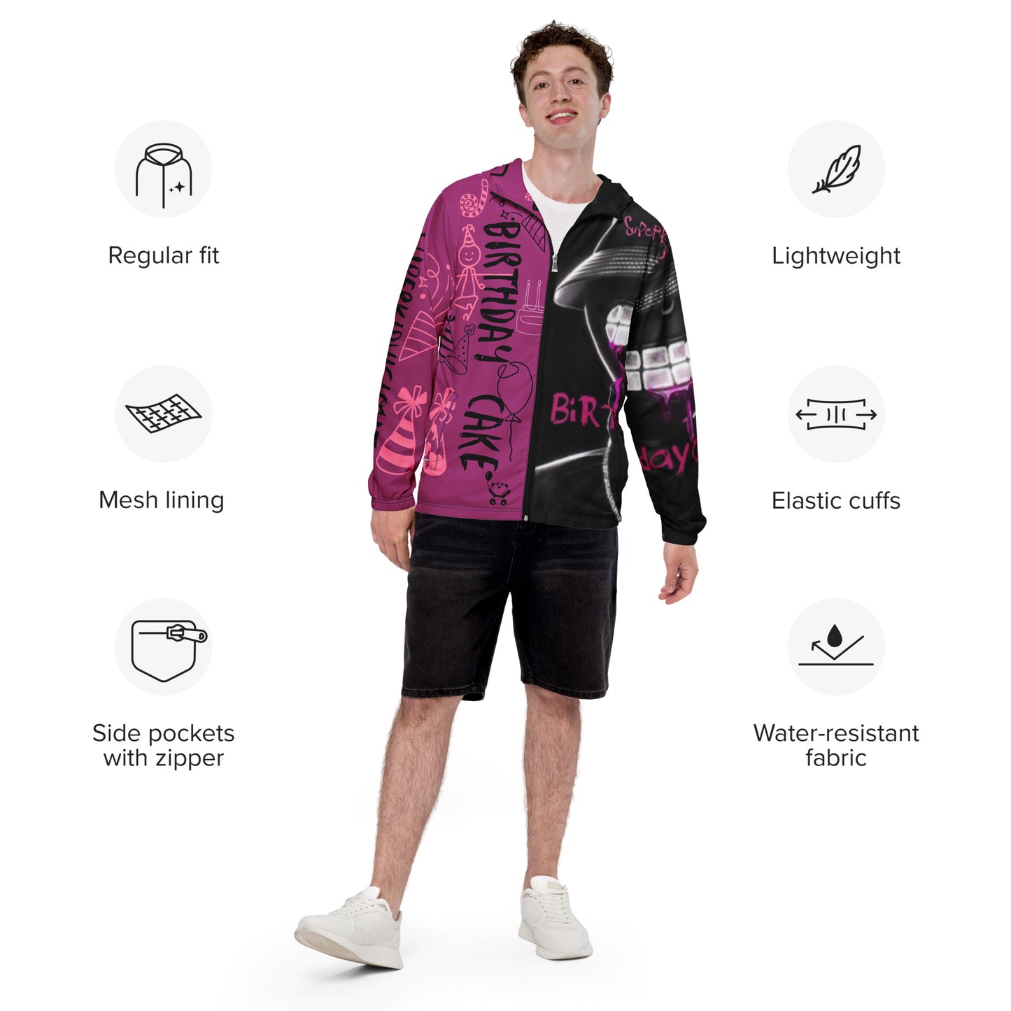 SuPeRKiDViCiouZ BIRTHDAY CAKE Men’s windbreaker