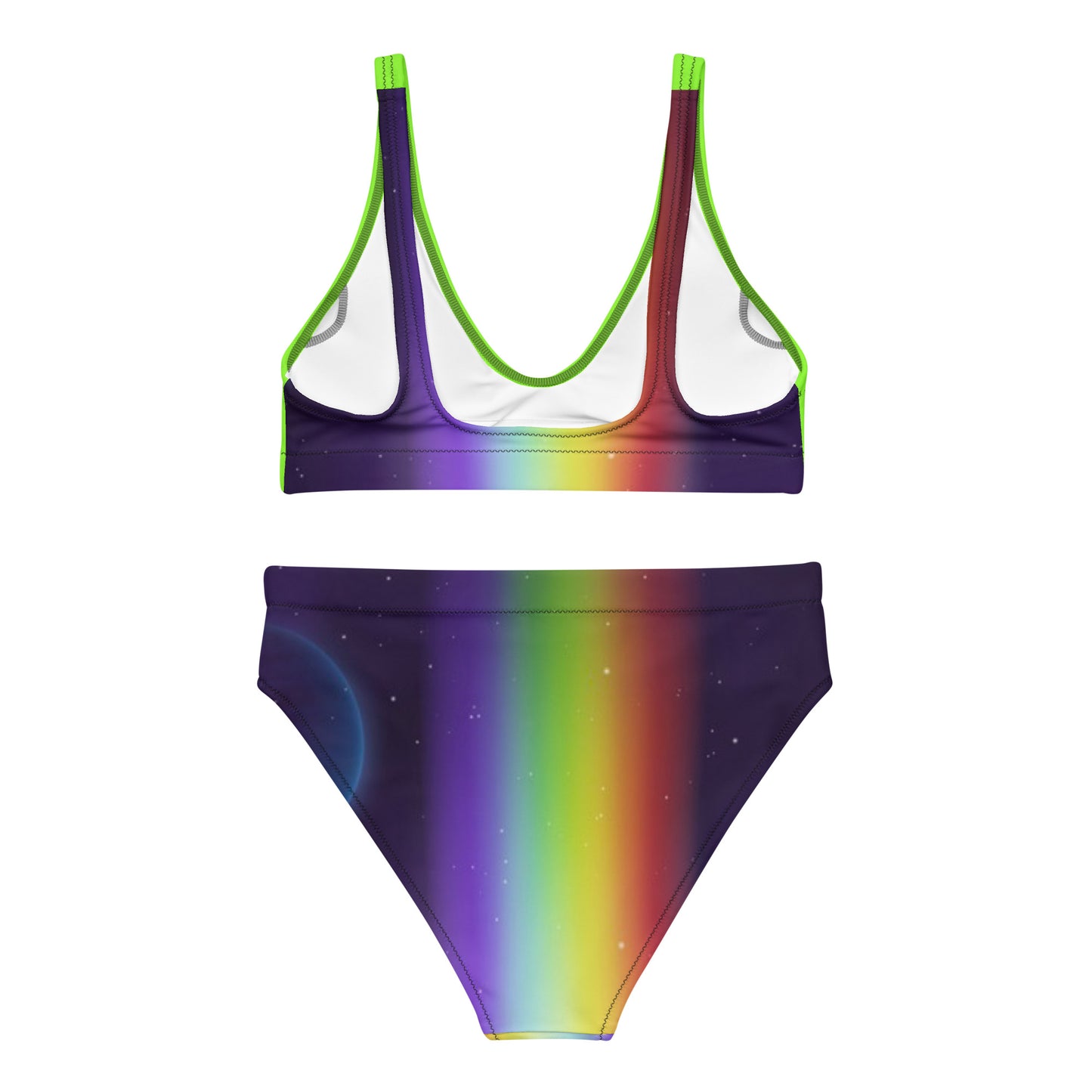 supa lime rainbow Recycled high-waisted bikini
