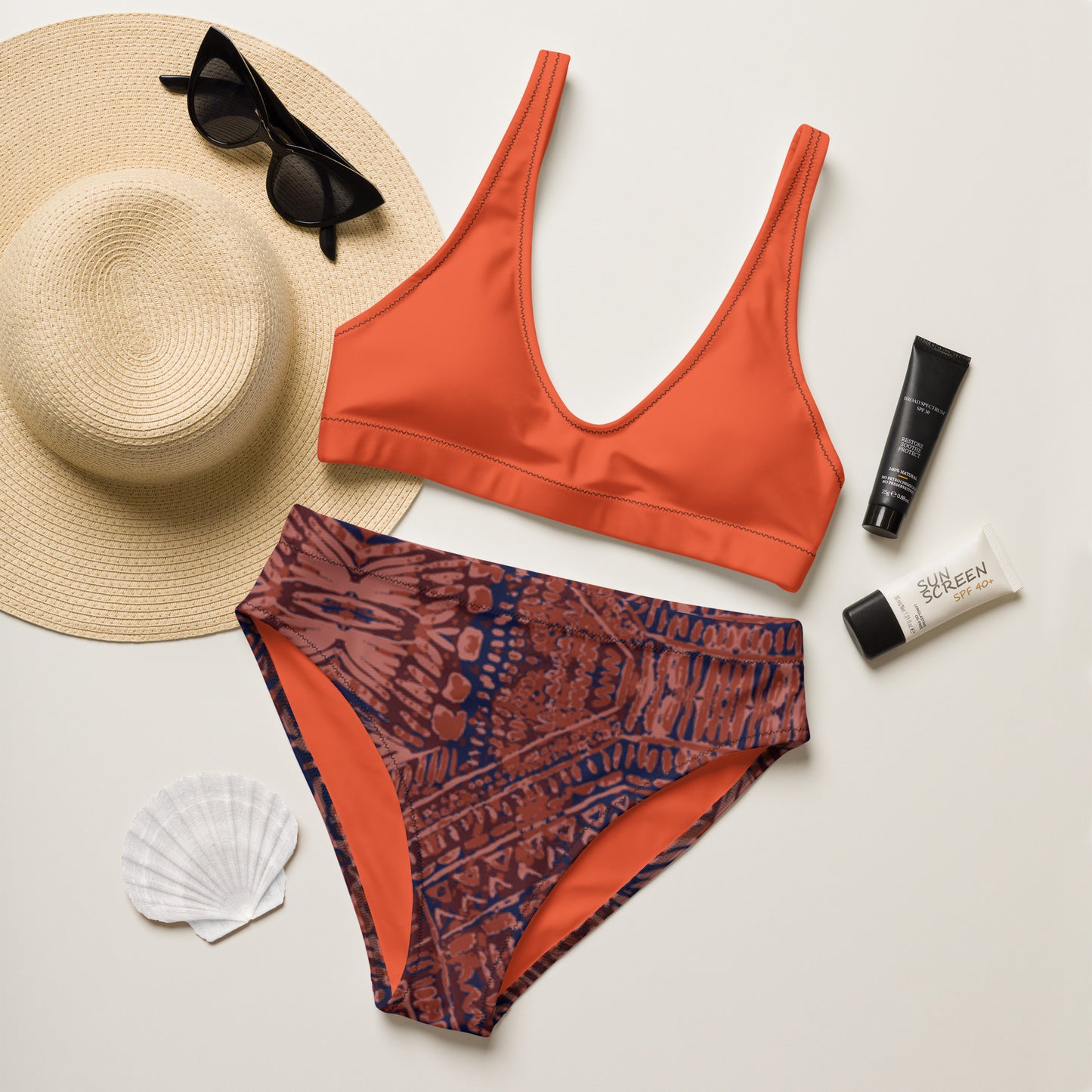 SUPA ORANGE Recycled high-waisted bikini
