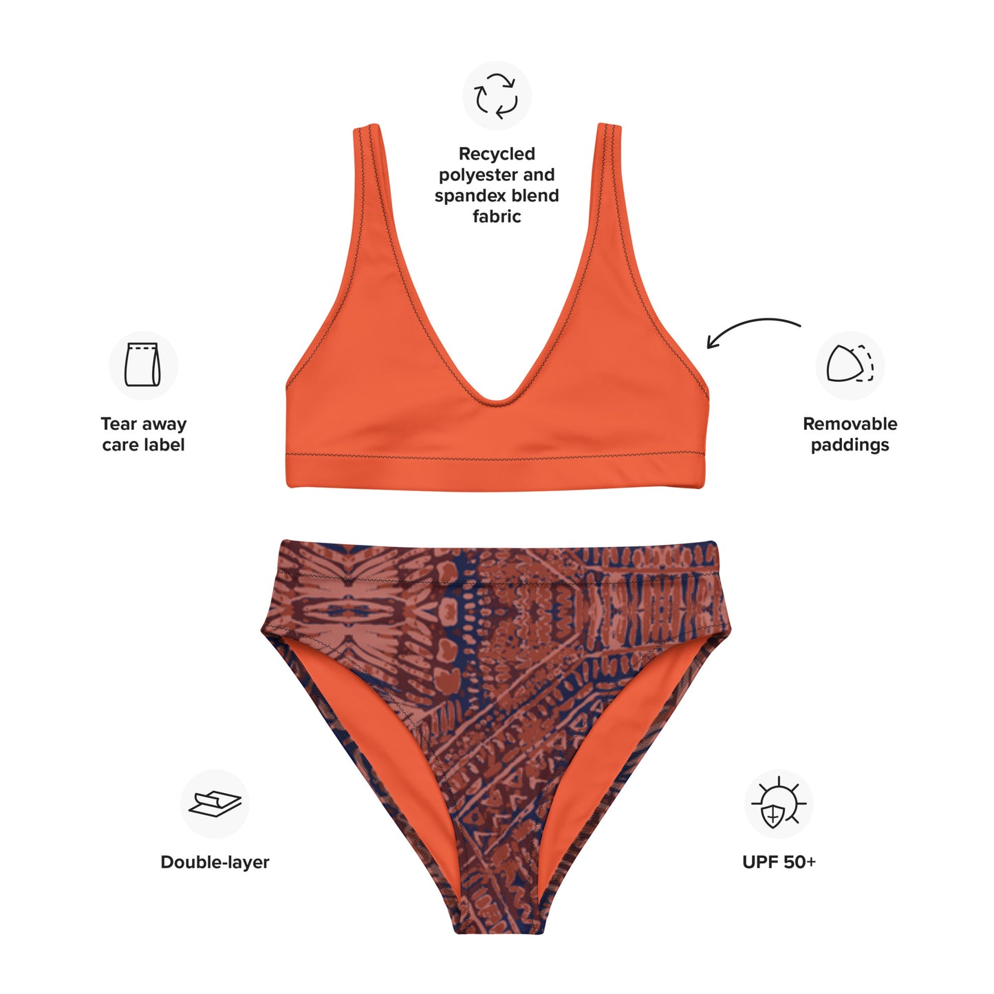 SUPA ORANGE Recycled high-waisted bikini