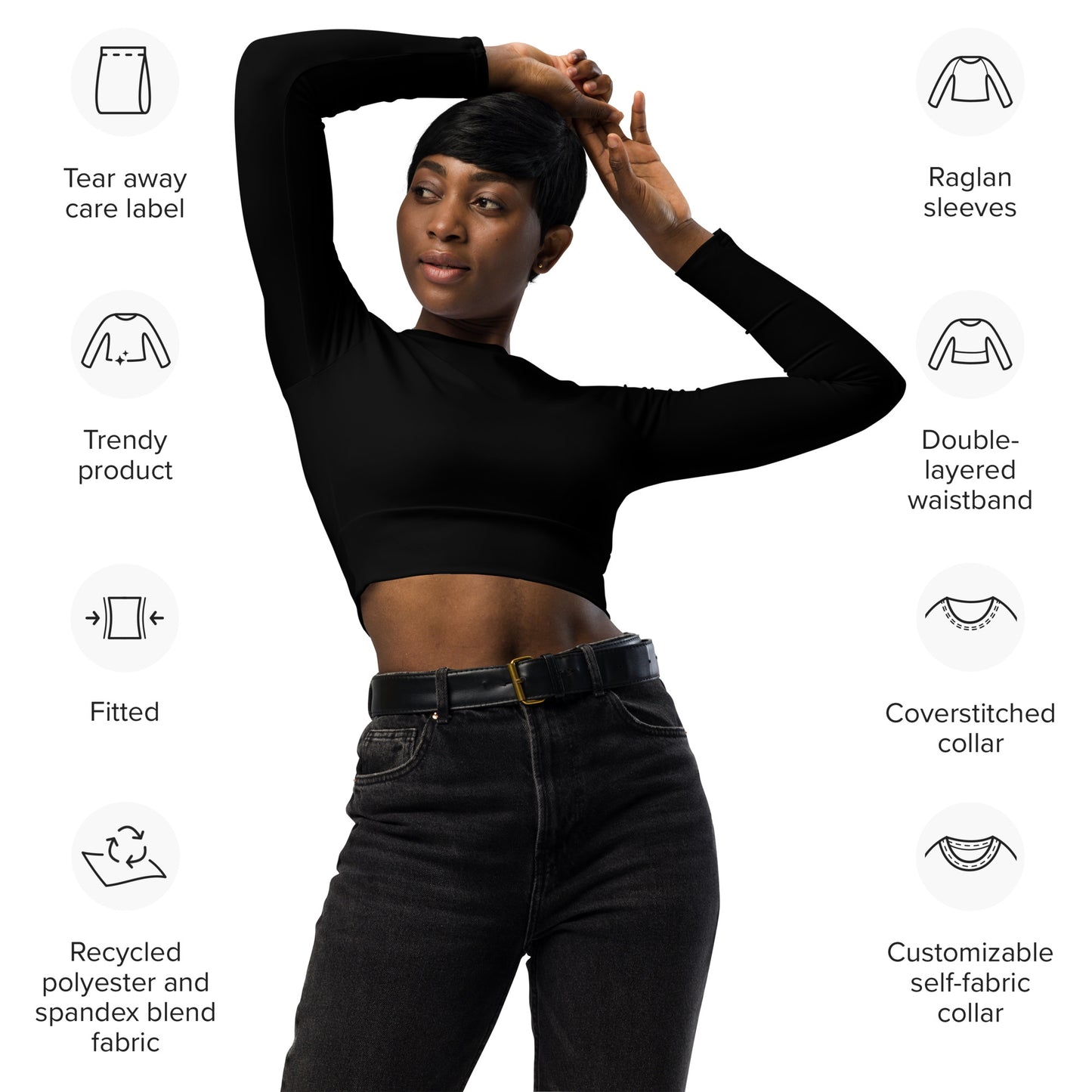 Voyea  Recycled long-sleeve crop top