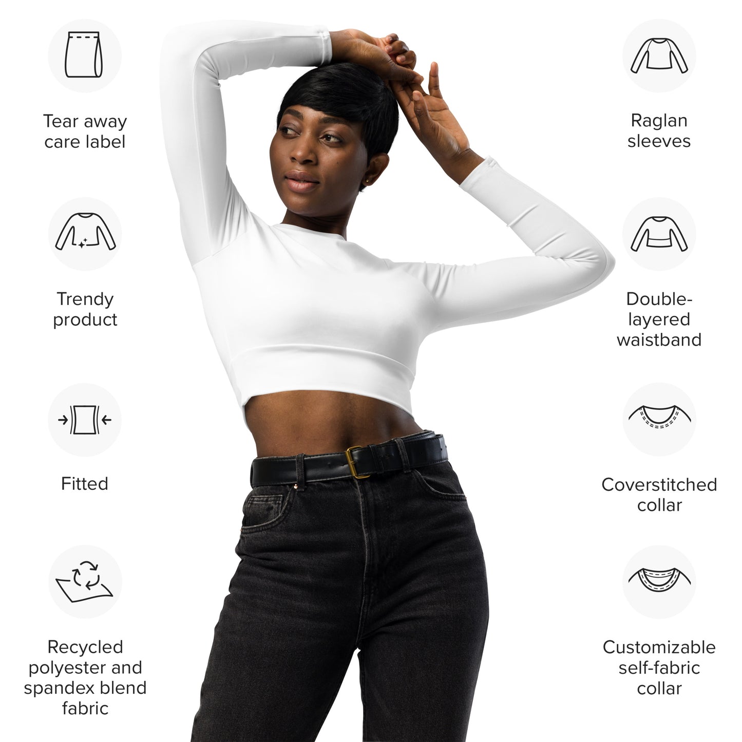 Voyea Recycled long-sleeve crop top